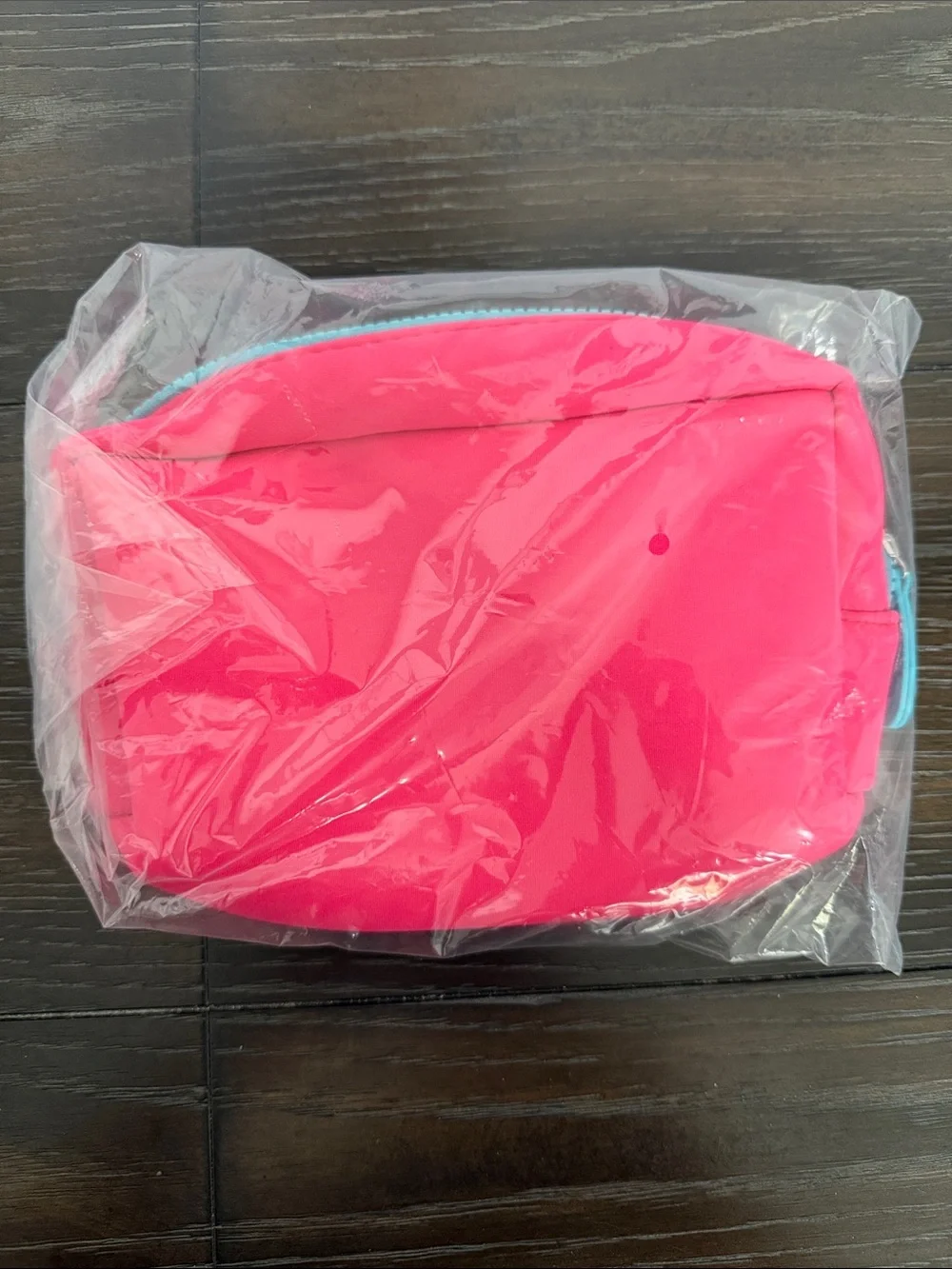 Bright Pink Cosmetic Pouch Aqua Zipper Tula brand neoprene durable toiletries